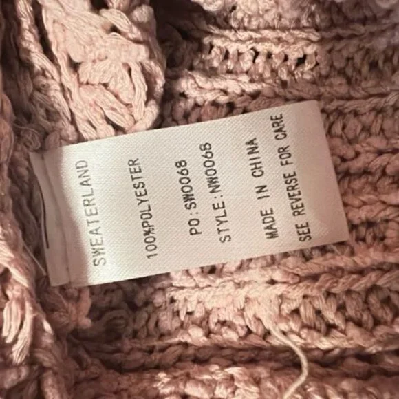 SweaterLand Pink Knitted Sweater M/L crew neck soft texture - Picture 7 of 7